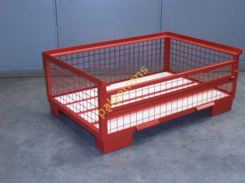 Halbhohe Gitterbox Höhe 500 mm, mit 1/2 Abnehmbare Klappe, rot