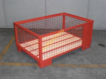 Halbhohe Gitterbox 570 mm, ohne Klappe, Rot